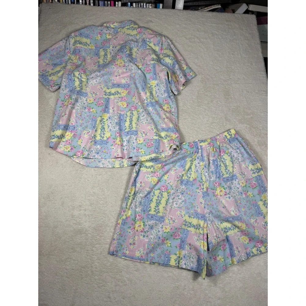 Napa Valley Floral Patchwork Set Womens 20W‎ Pastel Pink Blue Good Vintage 90s
